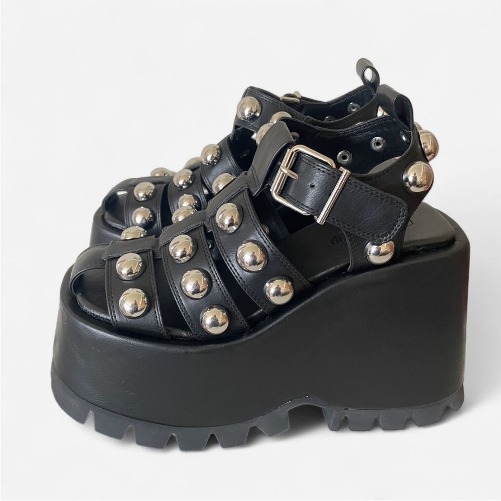 NEW RARE Without Box Dolls Kill Current Mood Black Studded Platform Sandals